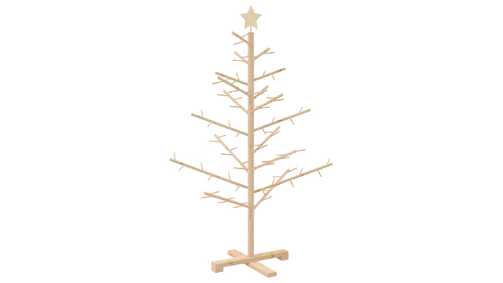 VidaXL Natural Solid Pine Wood Wooden Christmas Tree with Stand - 125 cm 