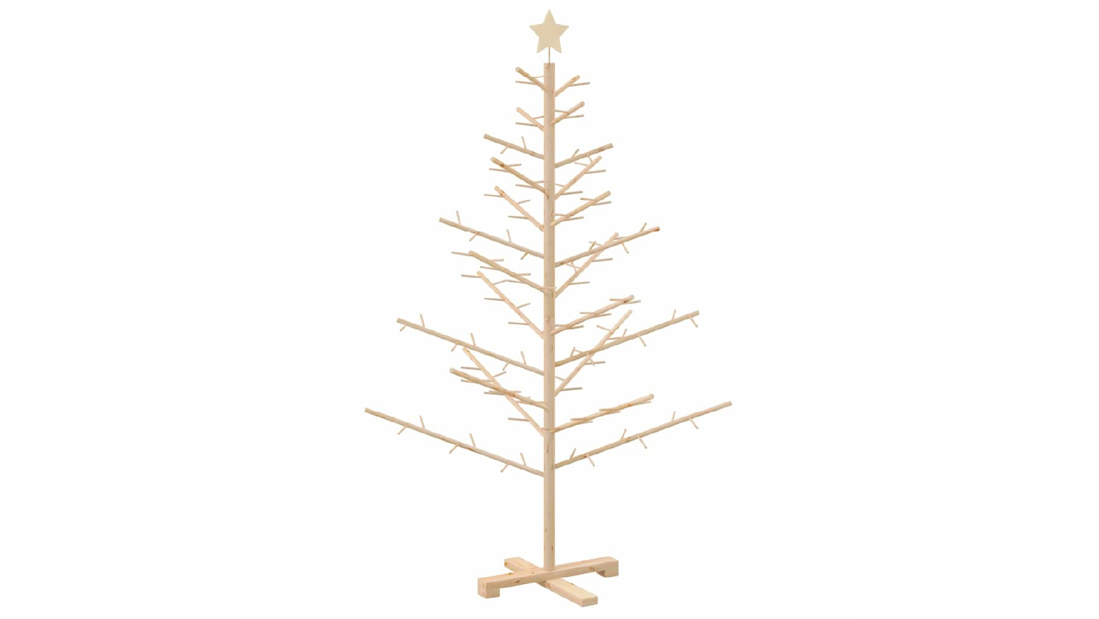 VidaXL Natural Solid Pine Wood Wooden Christmas Tree with Stand - 150 cm 