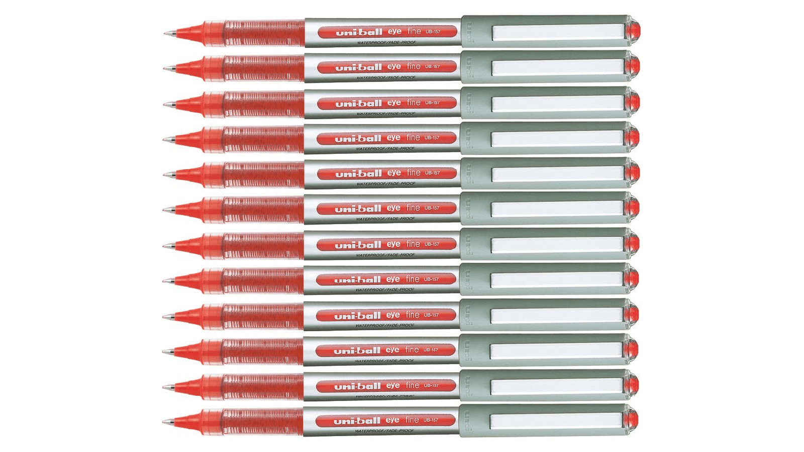 Uni Ball Box of 12 UB157 0.7mm Fine Eye Liquid Ink Pen Rollerball - Red