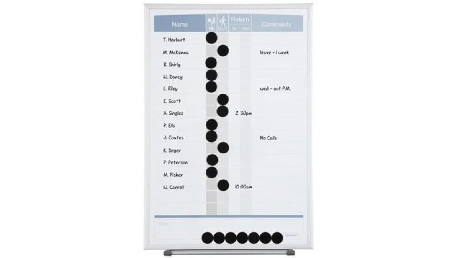 Quartet 41 x 28cm Staff In and Out Planner Whiteboard 