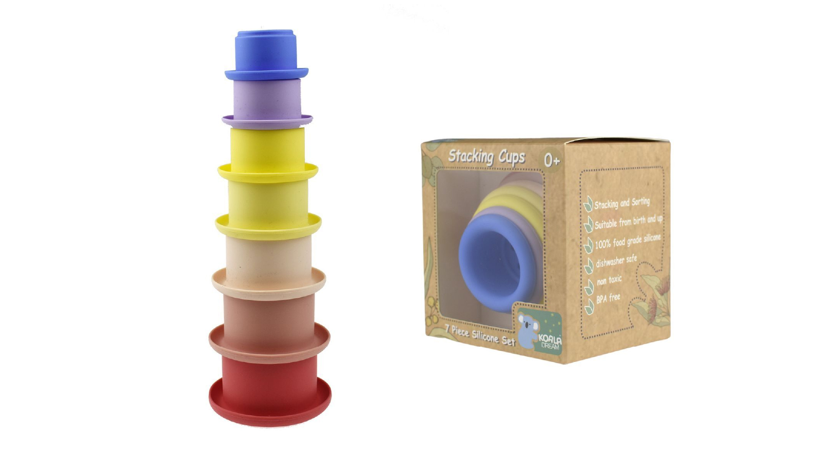 Koala Dream	7 Piece Stacking Cups Silicone Set