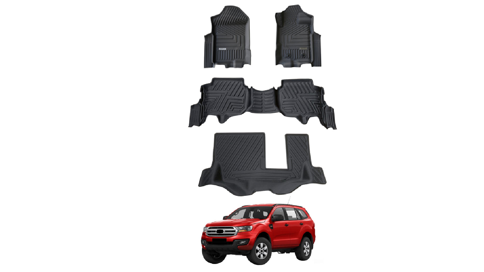 AUSGO 5D Floor Mats for Ford Everest UA Series 2015 to 2022 3 Row Set