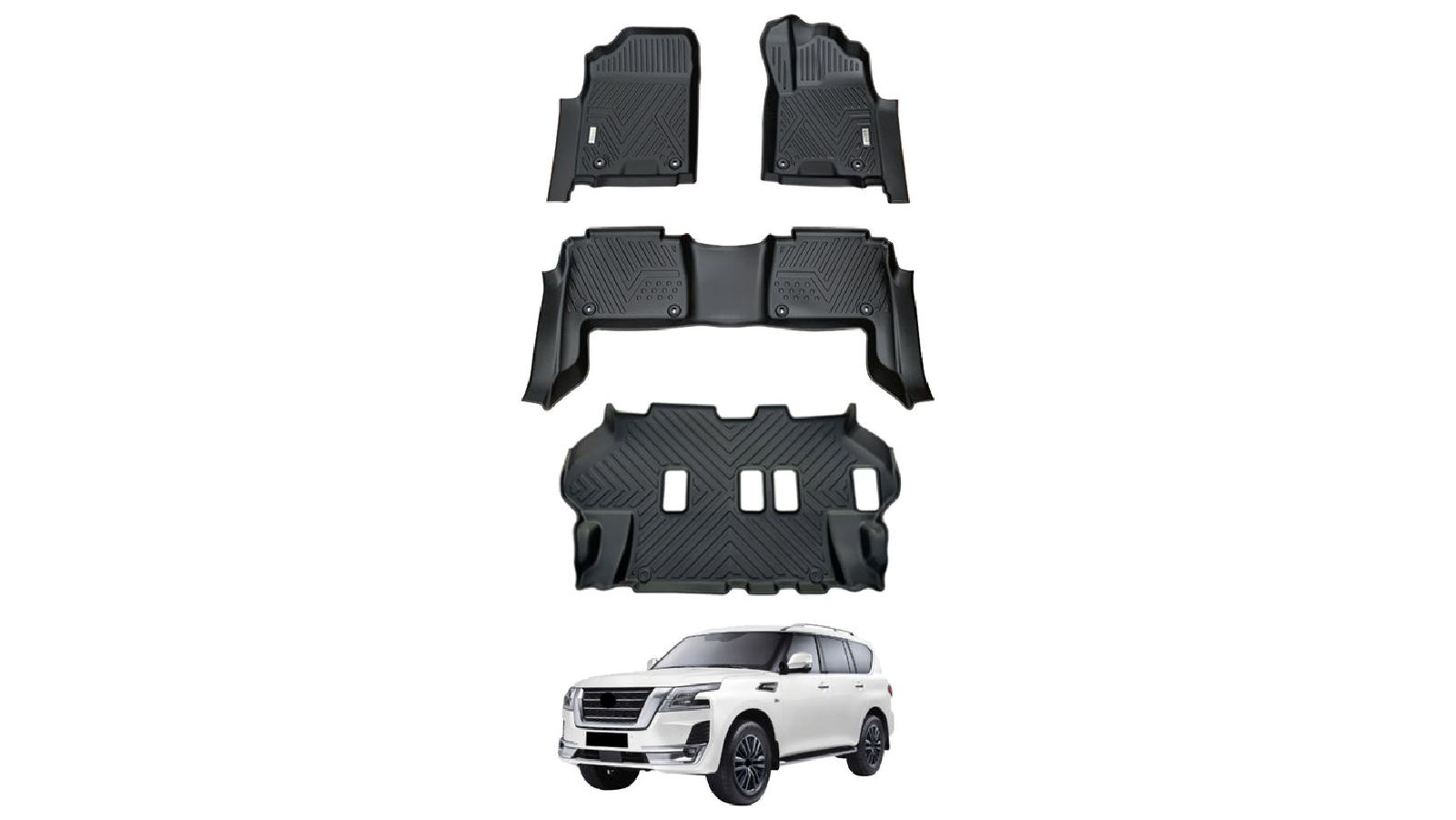 AUSGO 5D Floor Mats for Nissan Patrol Y62 2012 to Onwards 3 Row Set