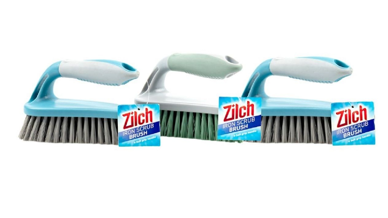 Zilch 3 Pack of 135g Brush Iron Scrub with Soft Handle  - Assorted Colors