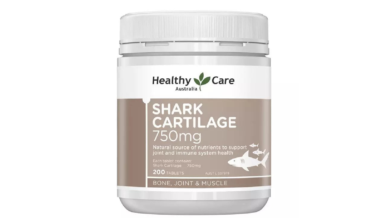 Healthy Care 750mg Shark Cartilage - 200 Tablets
