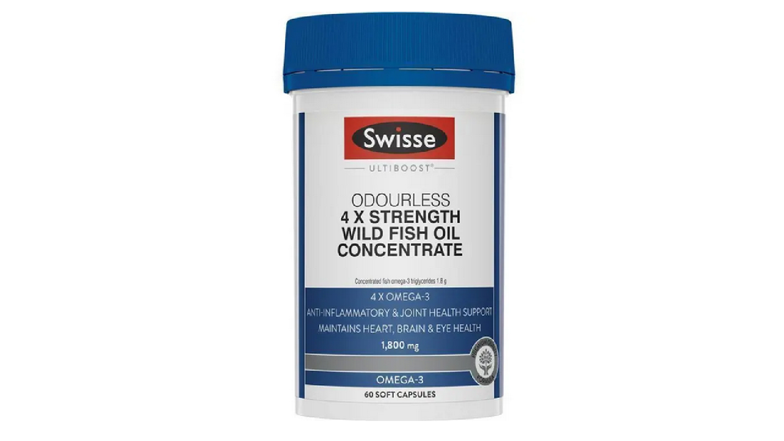 Swisse Ultiboost 4 x Strength Wild Fish Oil Concentrate - 60 Capsules