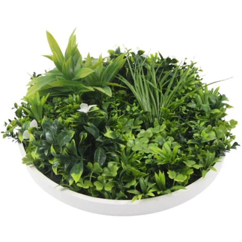 Designer Plants UV Resistant White Frame Artificial Flowering Green Wall Disc - 75cm
