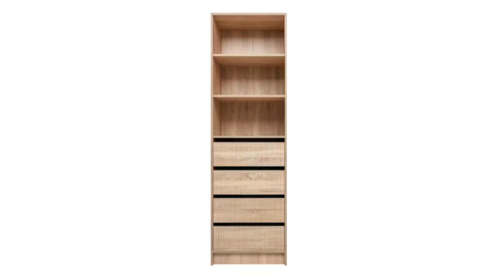 European Cabinetry 3-Shelf/4-Drawer Fluted Malmo Walk-in Wardrobe - Natural Oak