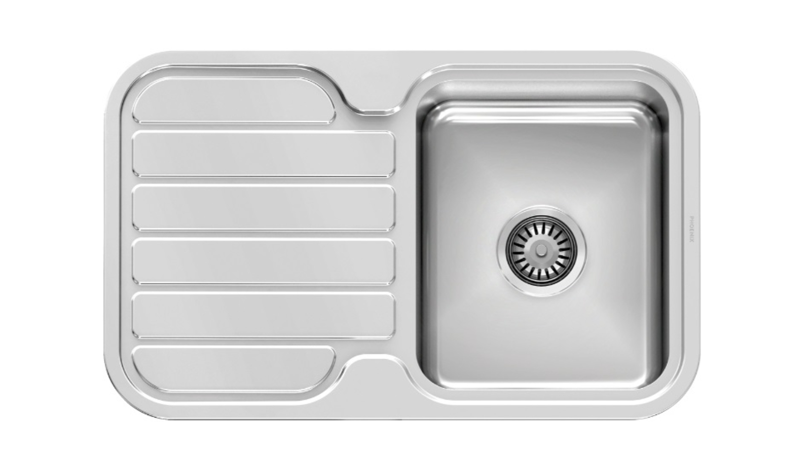 Phoenix 1000 Series Single Bowl Sink with Drainer and No Taphole