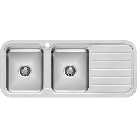 Phoenix 1000 Series Double Left Hand Bowl Sink with Drainer and Taphole