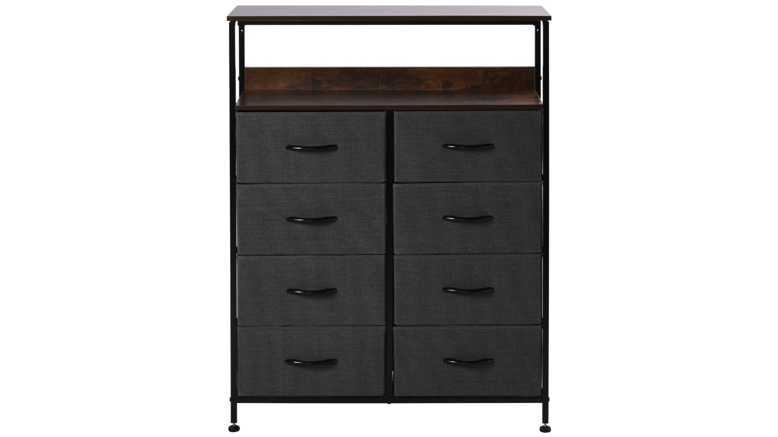 Sherwood Luna 8-Drawer Fabric Home Dresser with Shelf - Charcoal