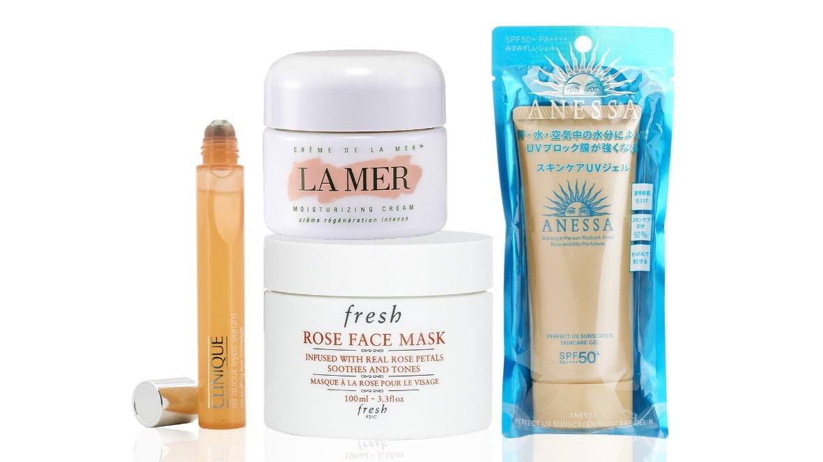 La Mer 4 Piece 30ml Moisturizing Cream + Anessa SPF50 90g Sunscreen Gel  + Fresh Rose 100ml Face Mask + Clinique 15ml Eye Serum
