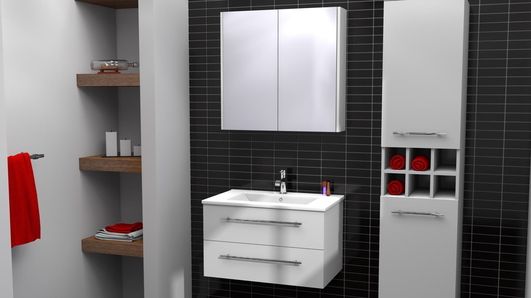 Timberline Paxton 900mm WallHung Vanity with Centre Bowl Alpha Ceramic