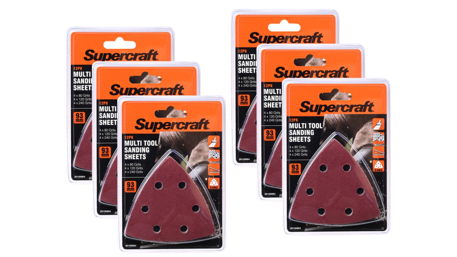 Supercraft 72 Piece Sanding Sheet Grit - 9.3cm 