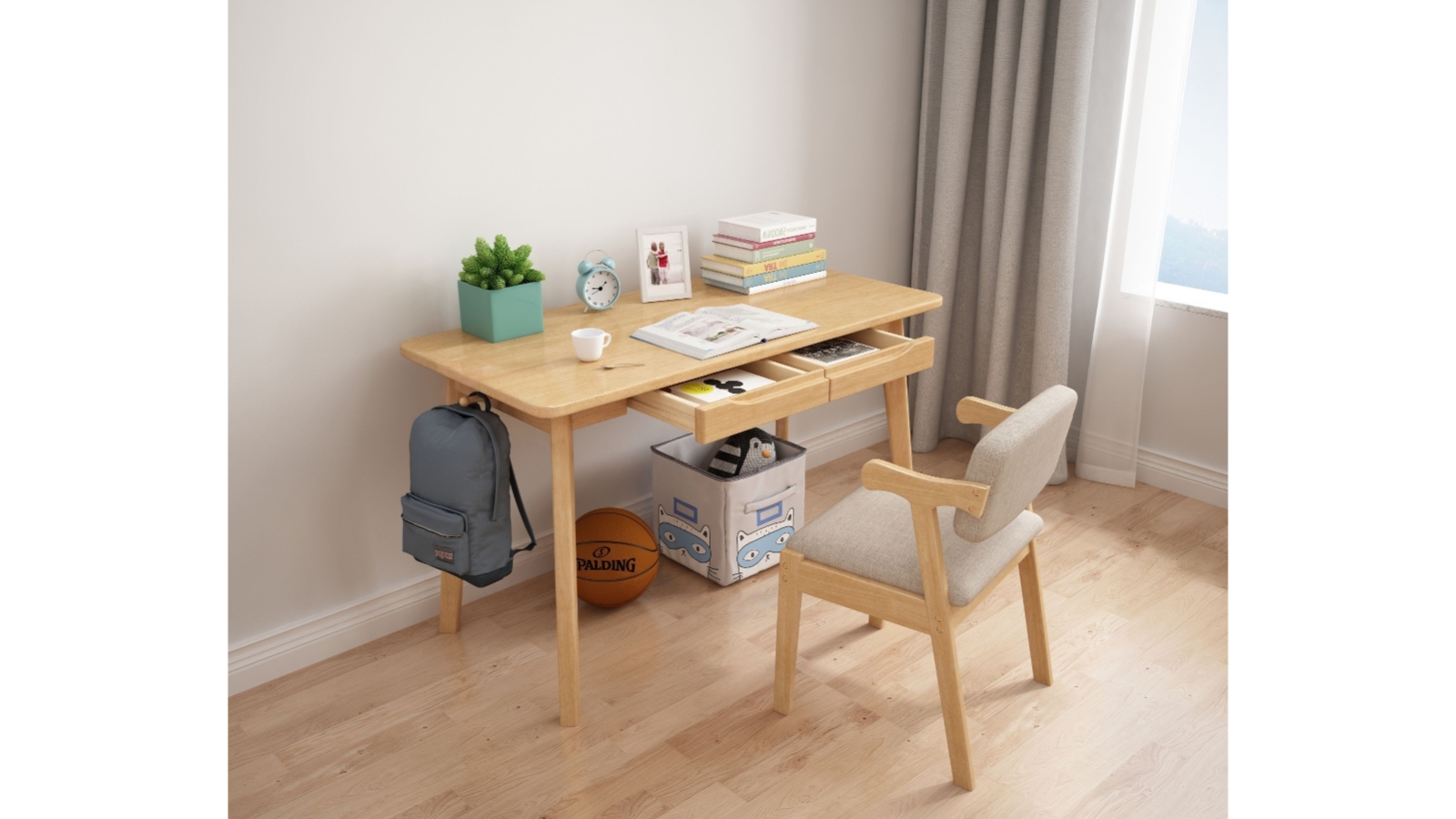 HEQS Oak Coogee Study Desk Harvey Norman