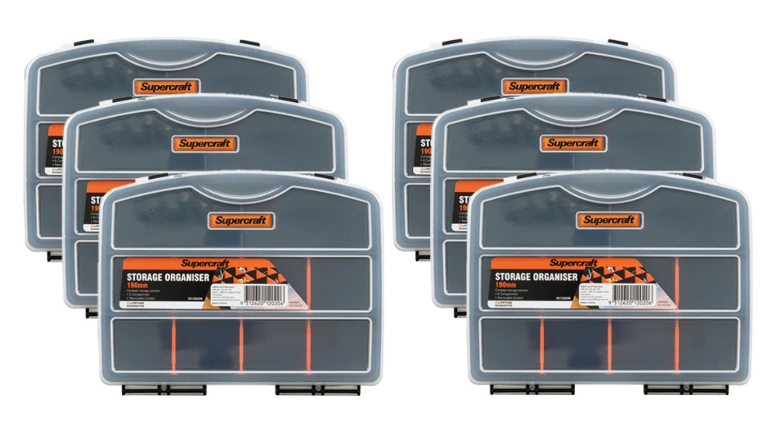 Supercraft Pack of 6 8 Compartment Organiser
