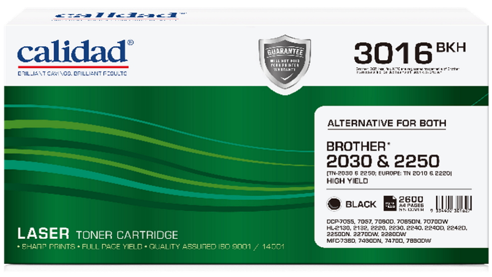 Calidad Brother TN2250/2030 High Yield Laser Toner Cartridge