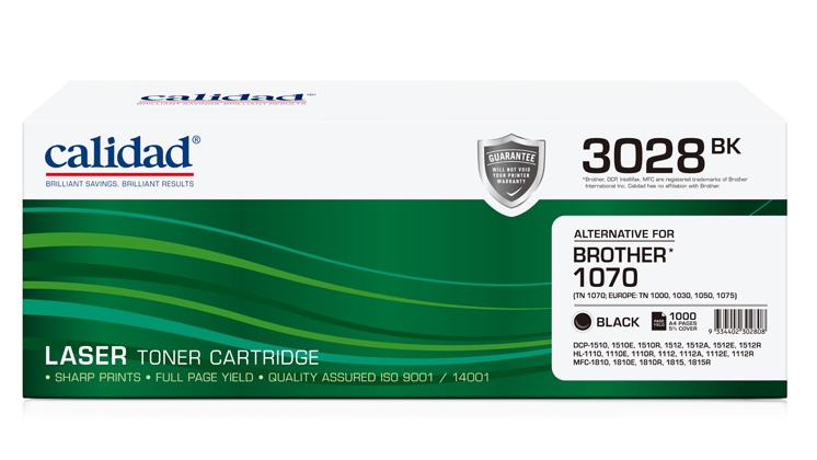 Calidad Brother TN-1070 Toner - Black