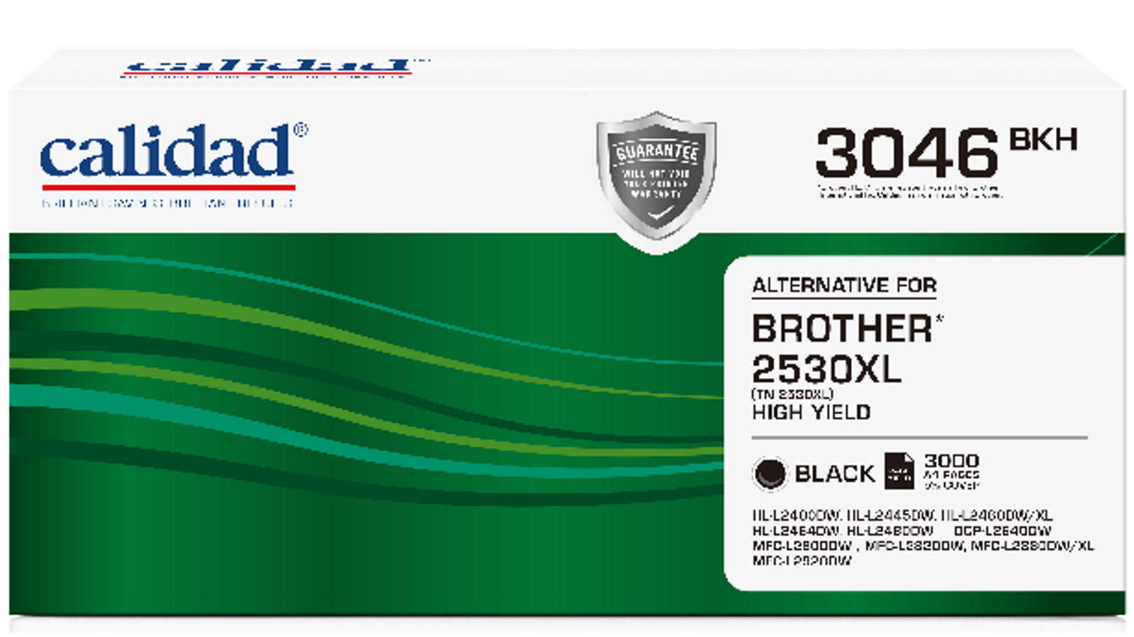Calidad Brother TN-2530XL Black Laser Toner Cartridge
