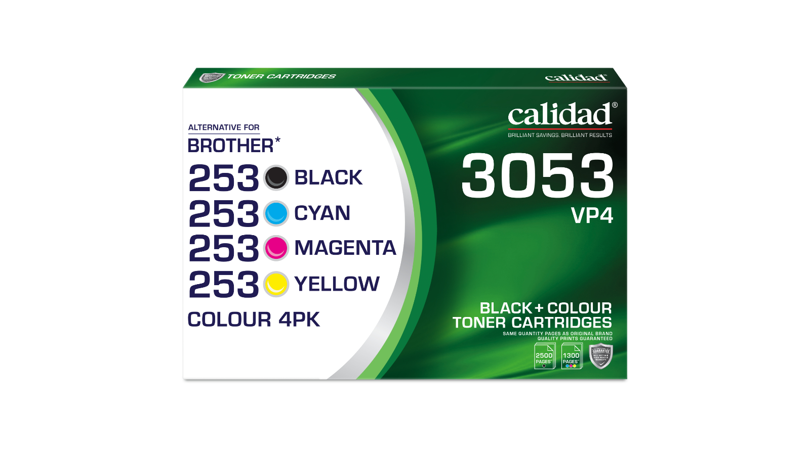 Calidad Brother TN-253 BCMY Laser Toner Cartridges - Pack of 4