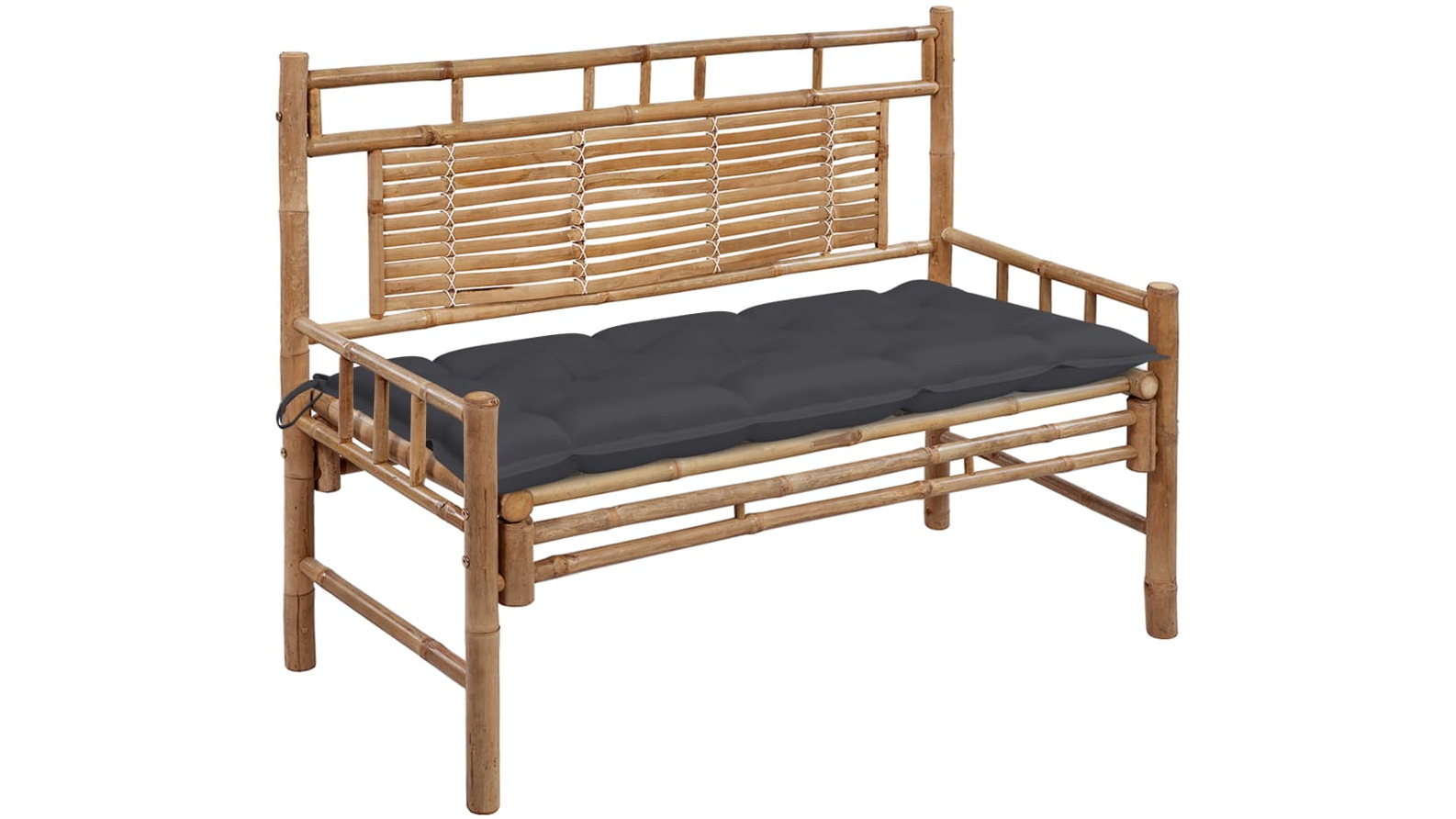 vidaXL 120cm Bamboo Garden Bench with Polyester Cushion - Anthracite