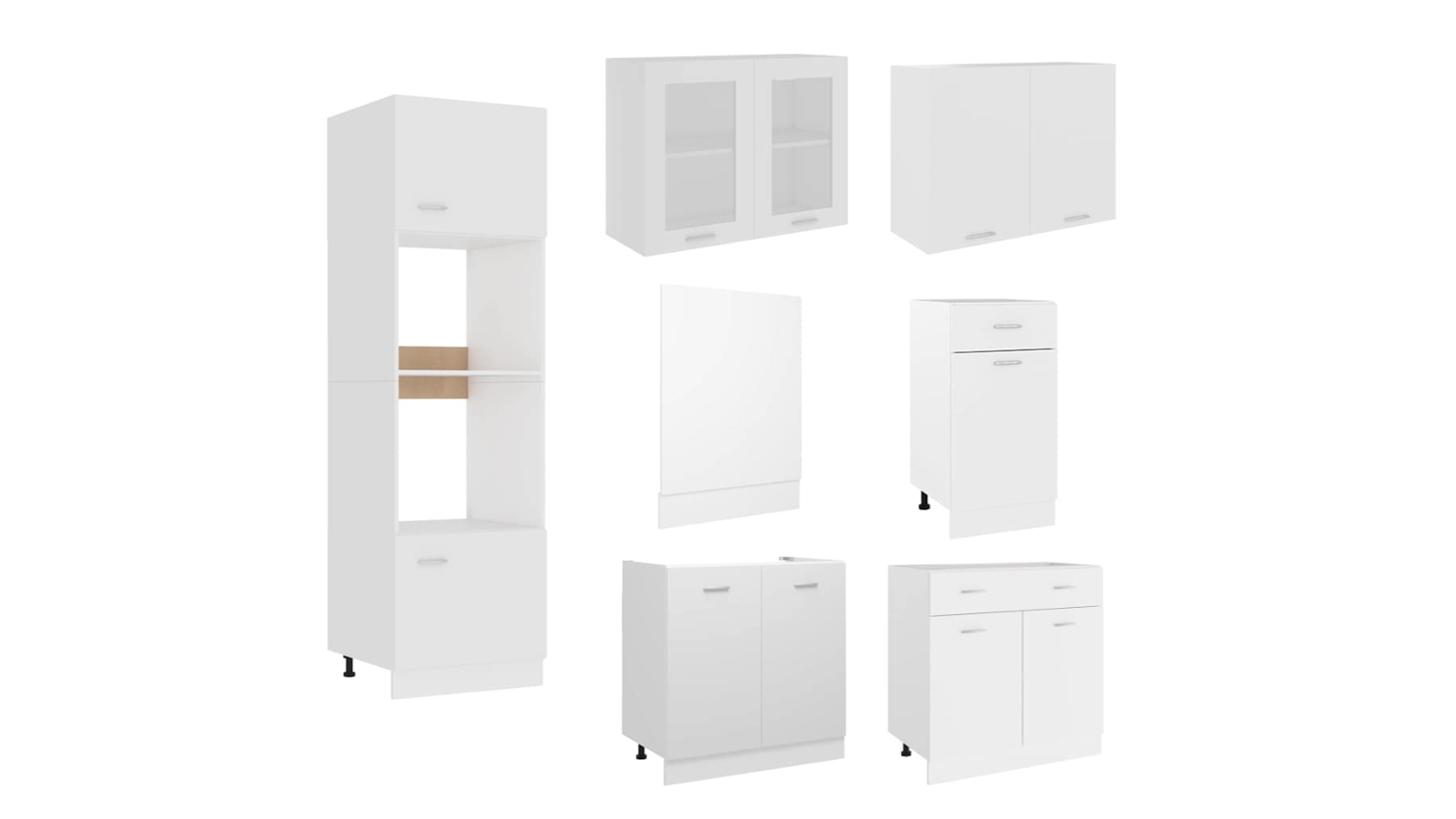 vidaXL 7 Piece White Lyon Engineered Wood Kitchen Cabinet Set