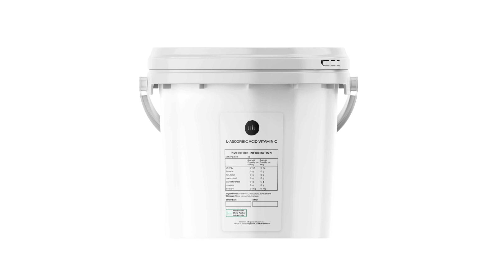 Orku Pure L-Ascorbic Acid Vitamin C Powder USP Grade Non-GMO Tub - 5kg