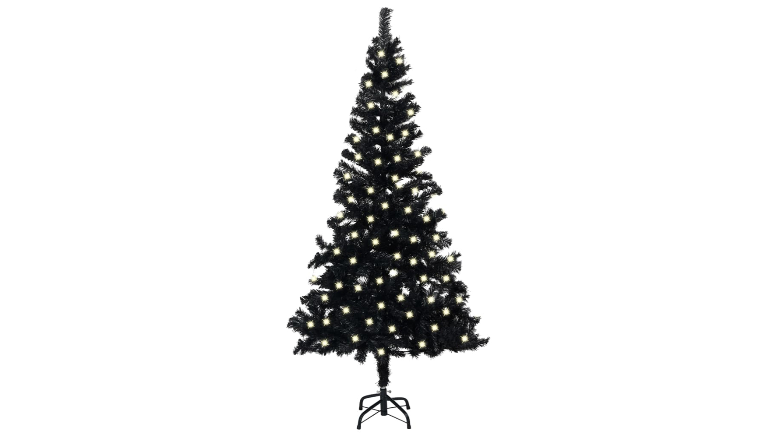 vidaXL PVC Artificial Pre-lit Black Christmas Tree with Stand - 120cm