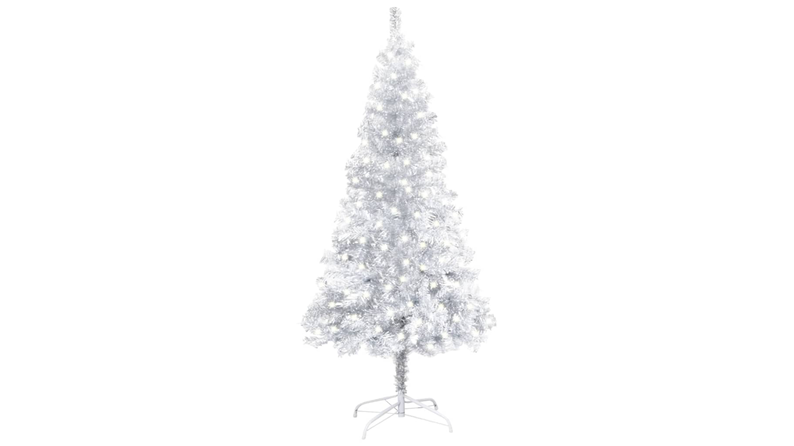 vidaXL PET Artificial Pre-lit Silver Christmas Tree with Stand - 240cm