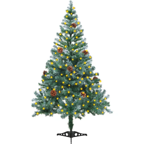 vidaXL Frosted Pre-lit Christmas Tree with Pinecones - 150cm
