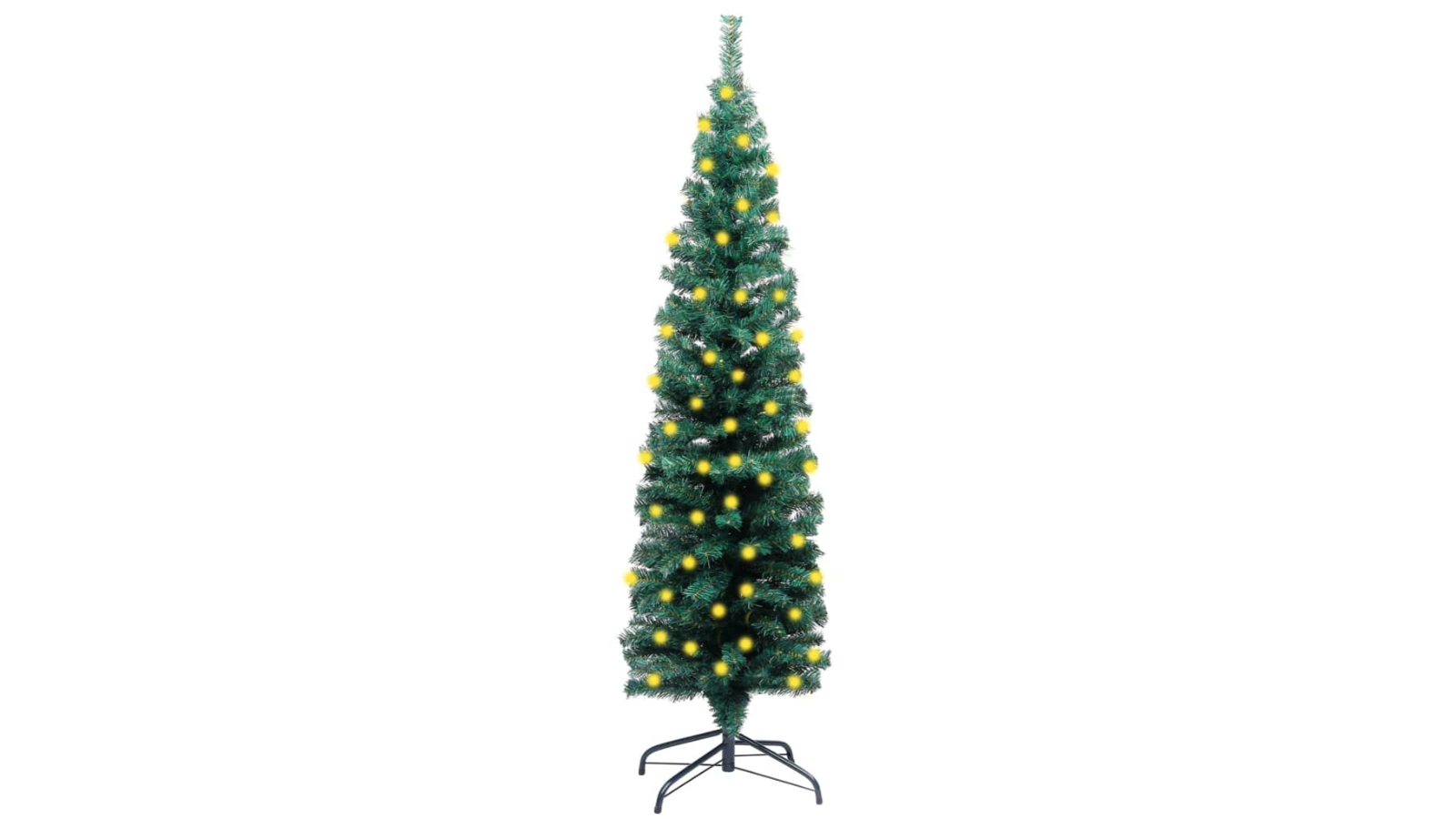vidaXL PVC Slim Artificial Pre-lit 150cm Christmas Tree with Stand - Green
