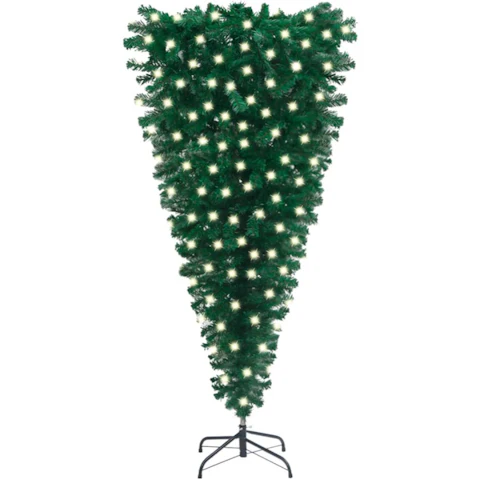 vidaXL Upside-down Green Artificial Pre-lit Christmas Tree - 180cm