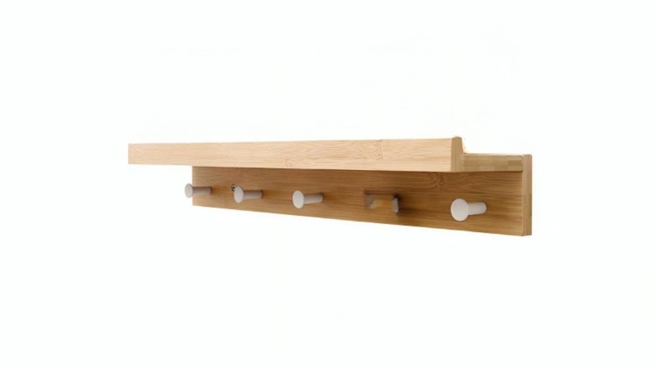 NNEOBA Bamboo Floating Wall-Mounted Coat Rack