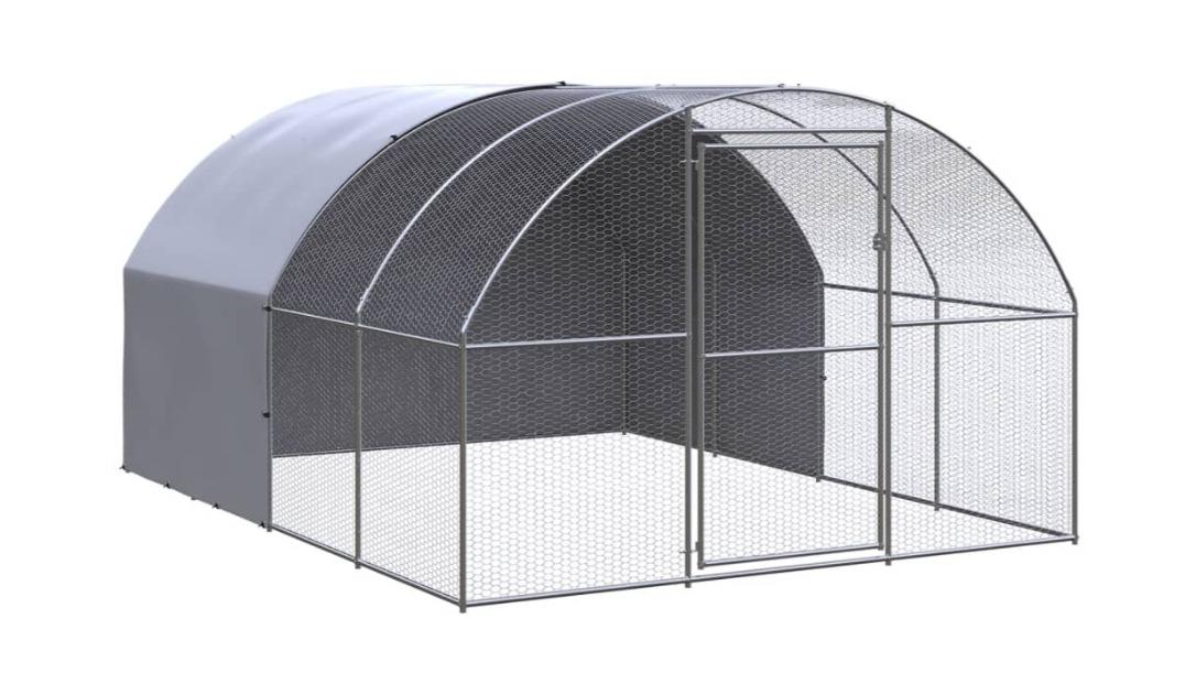 vidaXL Silver/Silver Grey Galvanised Steel Outdoor Chicken Coop - 3 x 4 x 2metre