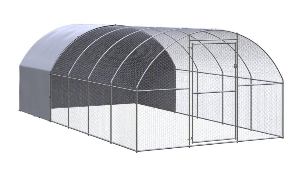vidaXL Silver/Silver Grey Galvanised Steel Outdoor Chicken Coop - 3 x 6 x 2metre 