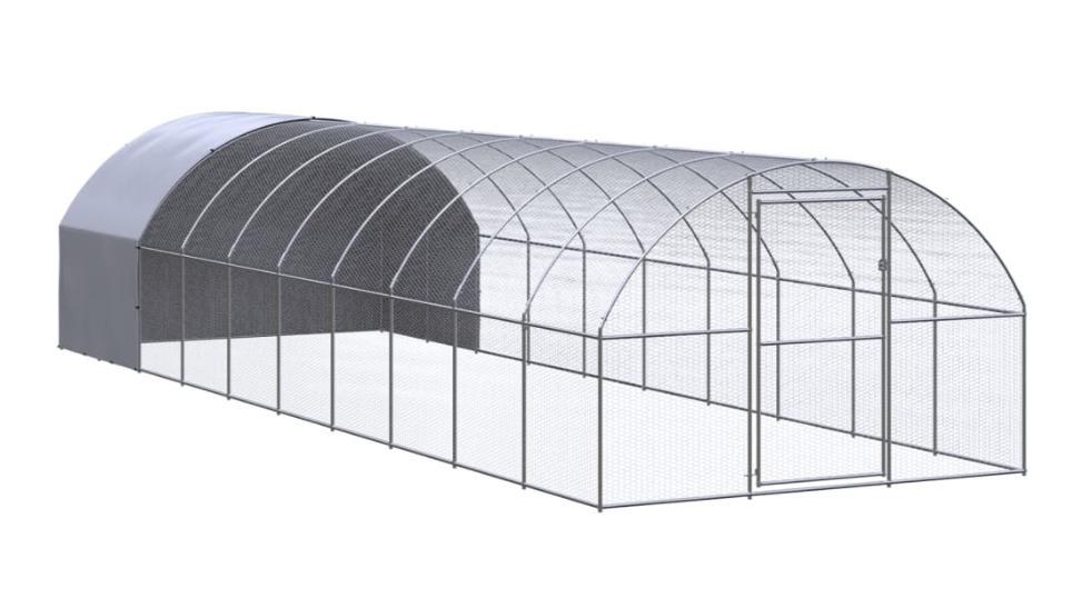 vidaXL Silver/Silver Grey Galvanised Steel Outdoor Chicken Coop - 3 x 10 x 2metre
