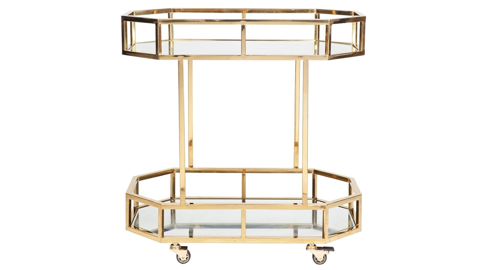 Cafe Lighting & Living Brooklyn Mirrored Bar Cart - Gold