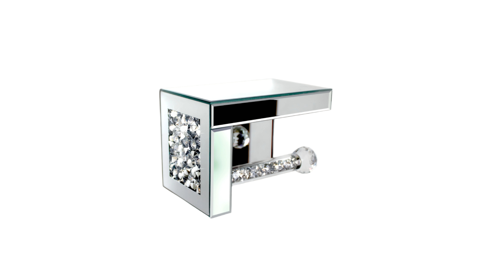 NNETM Crystal Glass Tissue Box Holder - Silver