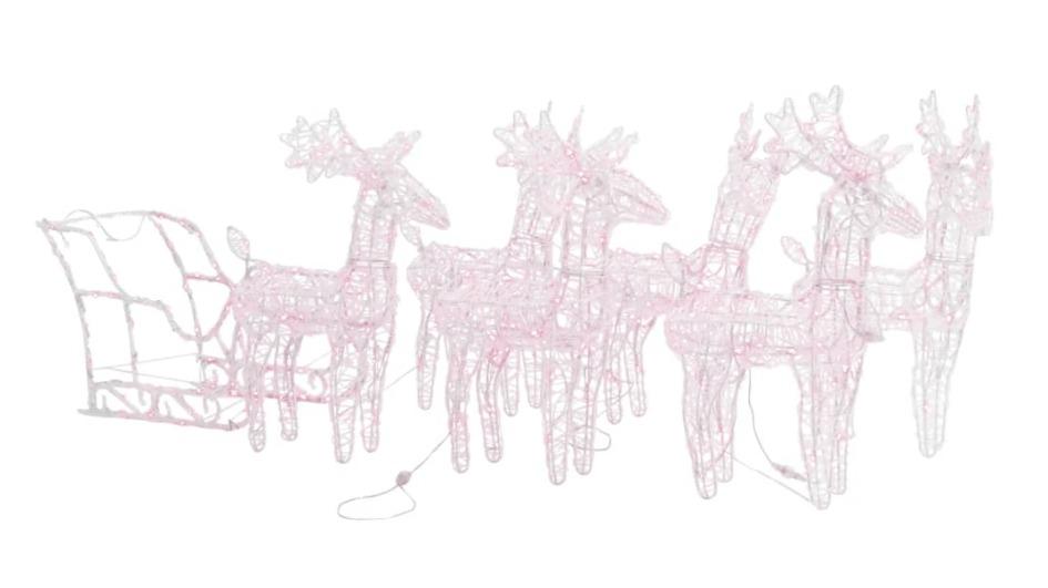 vidaXL Reindeers and Sleigh Christmas Decoration 320 LEDs Acrylic - Warm White