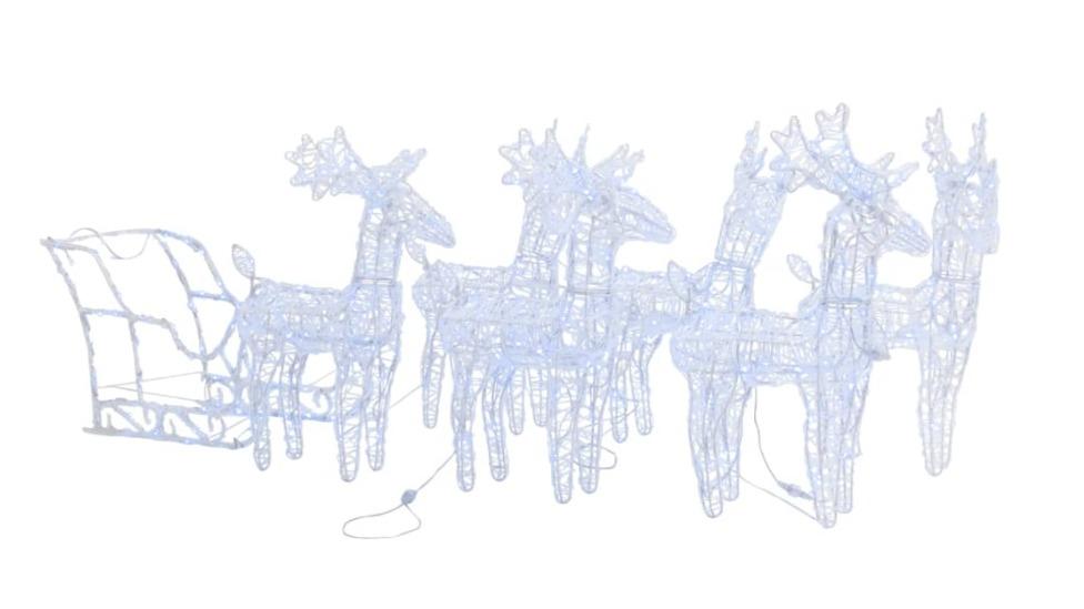 vidaXL Reindeers and Sleigh Christmas Decoration 320 LEDs Acrylic - Cold White