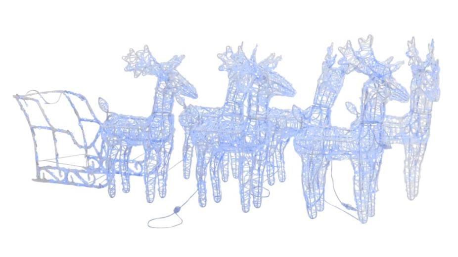 vidaXL Reindeers and Sleigh Christmas Decoration 320 LEDs Acrylic - Blue