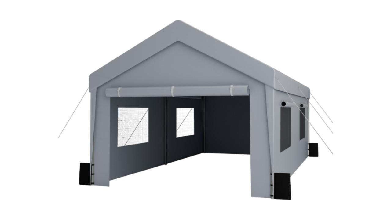 Advwin 3 x 6metre Portable Carport with Removable and Roll-up Sidewalls/Doors - Grey