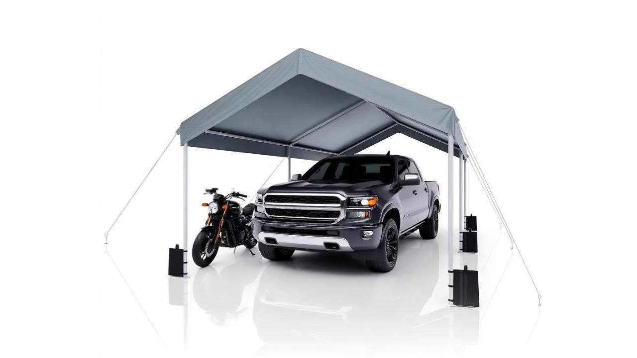 Advwin 3.68 x 6metre Portable Canopy Carport with Built-in Sandbags - Grey