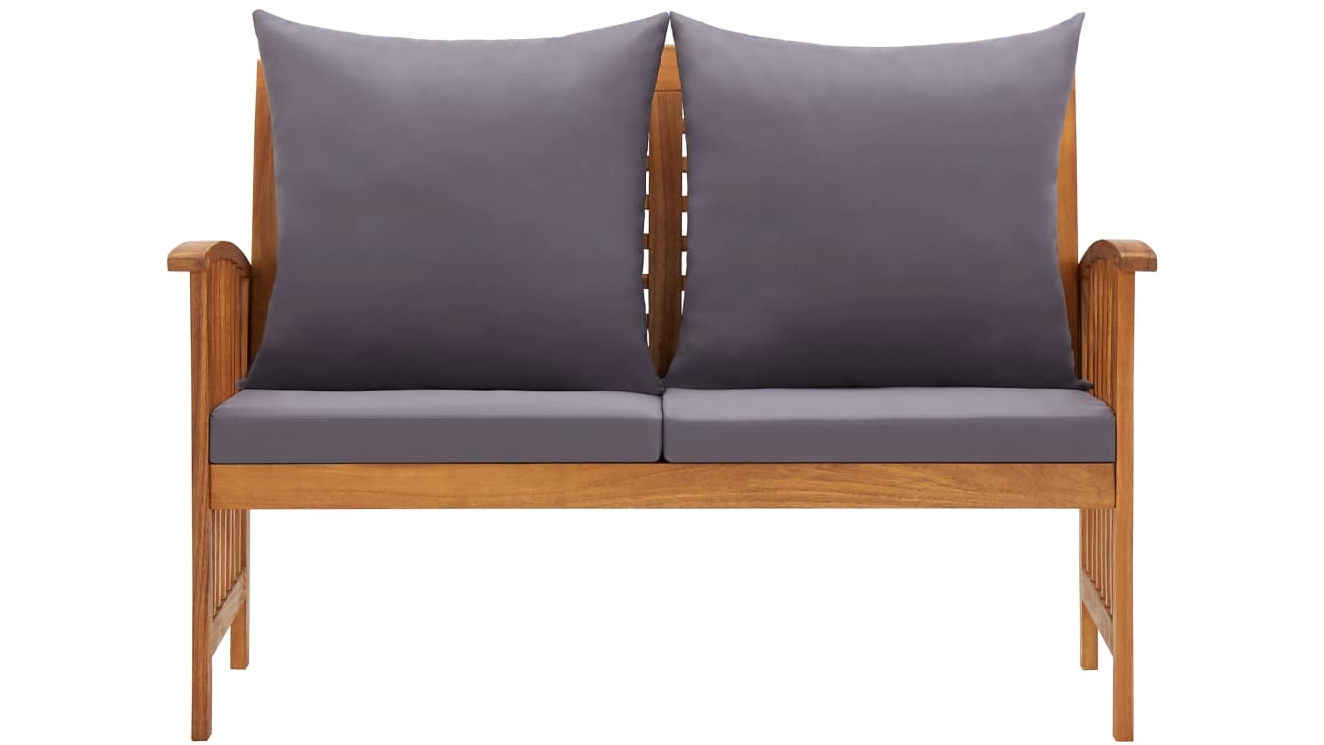 vidaXL 119cm Solid Acacia Wood Garden Bench with Cushions