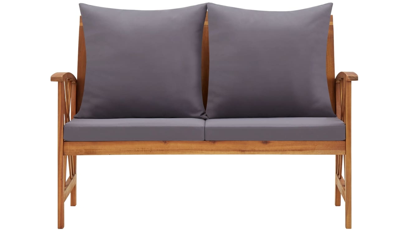 vidaXL 119cm Solid Acacia Wood Simplistic Garden Bench with Cushions