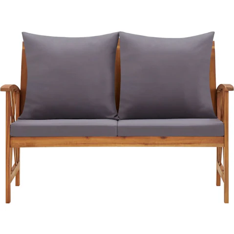 vidaXL 119cm Solid Acacia Wood Simplistic Garden Bench with Cushions