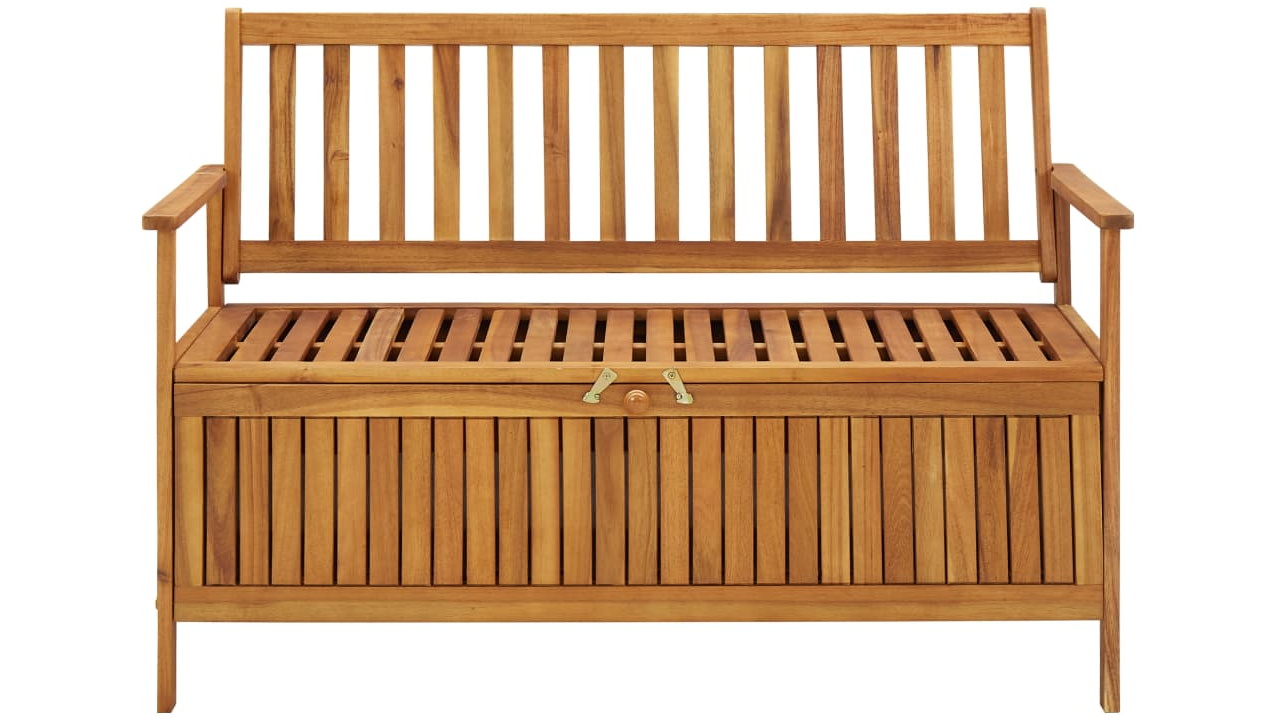 vidaXL 120cm Solid Acacia Wood Garden Storage Bench