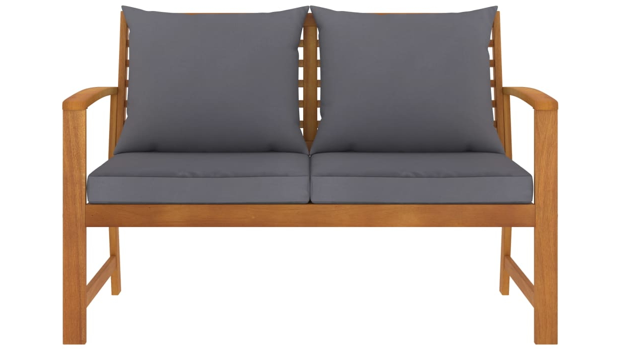 vidaXL Solid Acacia Wood Garden Bench with Dark Grey Cushion - 120cm