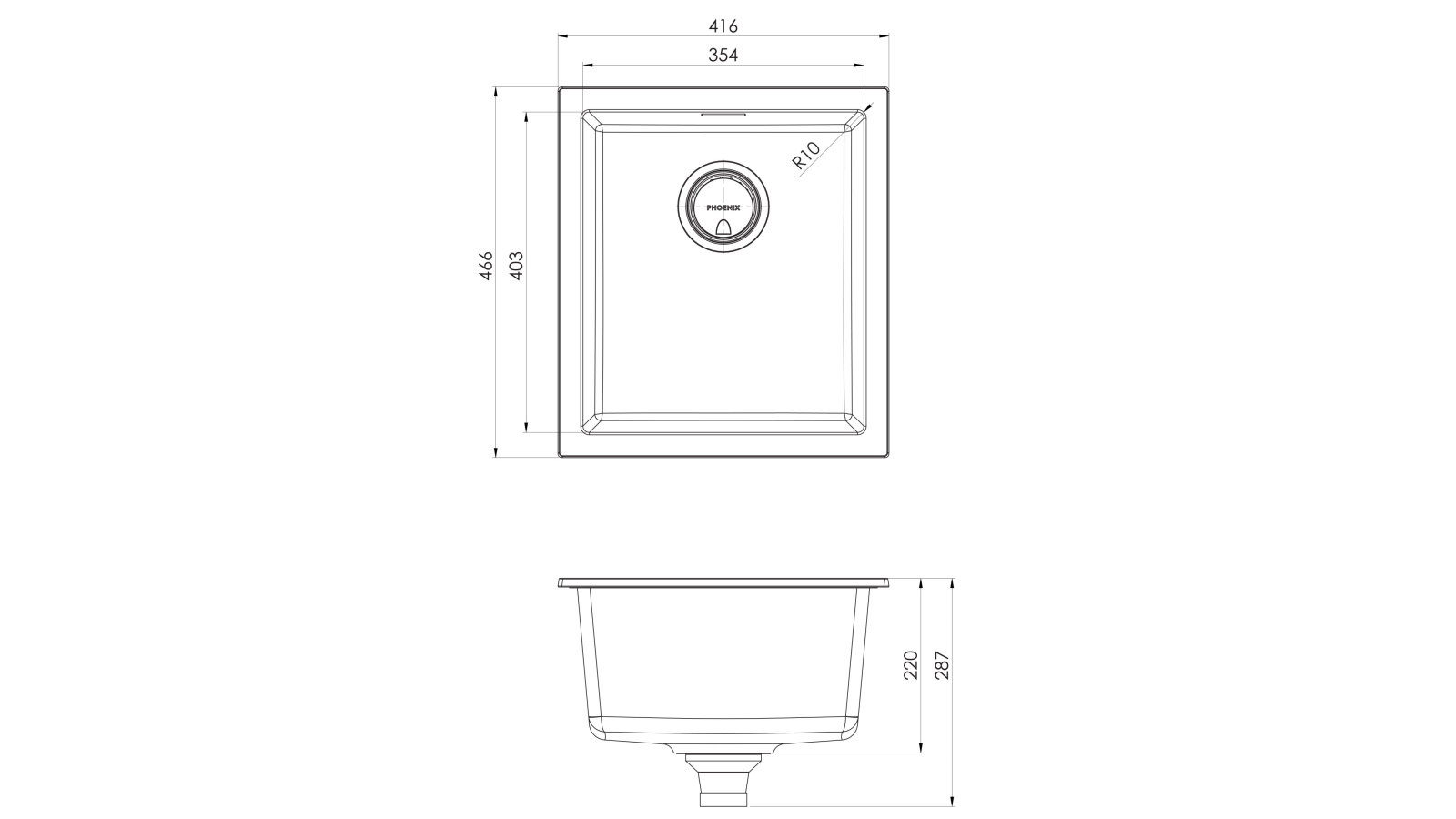 Phoenix 5000 Series Single Bowl Sink Matte Black Harvey Norman