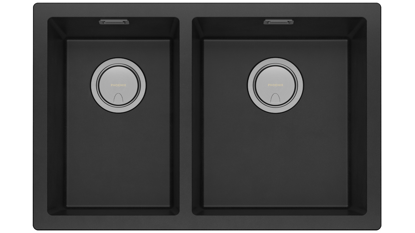 Phoenix 5000 Series 1 and 3/4 Right Hand Bowl Sink - Matte Black